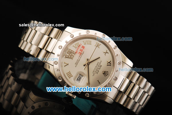 Rolex Datejust Oyster Perpetual Automatic Movement Full Steel with Silvery Dial and Diamond Bezel - Click Image to Close